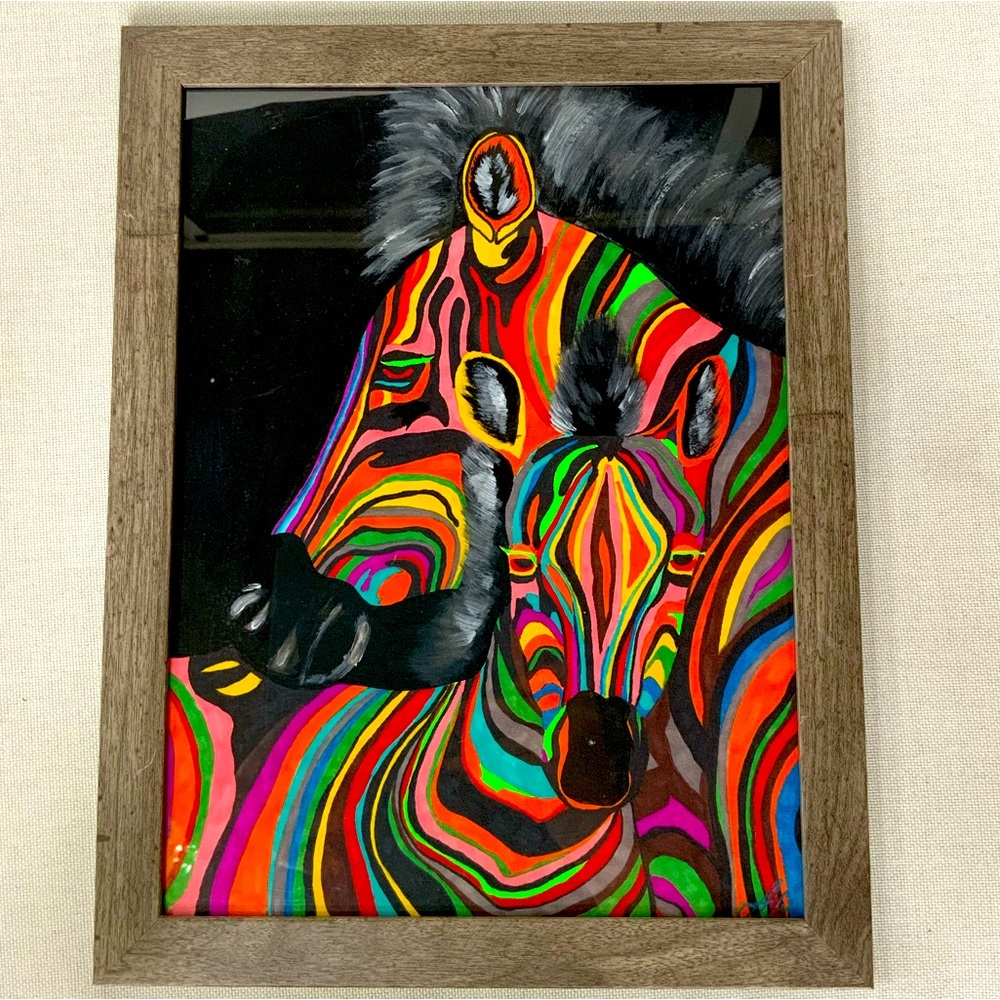 NEW Original Mix Media Zebra Painting